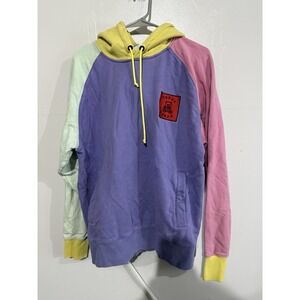 Teddy Fresh Hoodie Men's Large Pastel Colorblock Pullover Heavyweight Sweatshirt